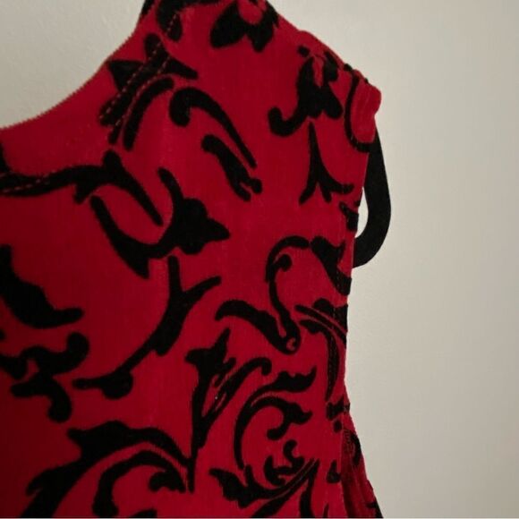 Vintage JH Collectibles Red Top with Black Burnout Velvet Grunge, Layering 3X - Picture 7 of 11